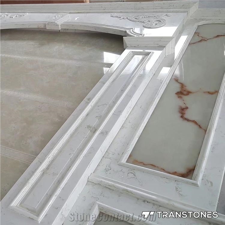 White Faux Stone Door Decors Design Alabaster
