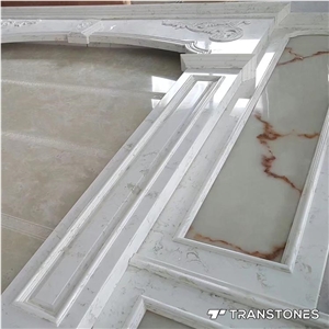 White Faux Stone Door Decors Design Alabaster