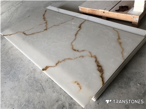 White Faux Stone Polished for Bartop Reception Design