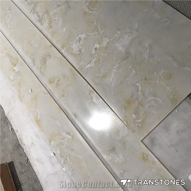 White Polished Faux Marble Stone Cut to Size Tile