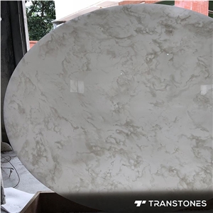 White Polished Translucent Table Design Faux Alabaster