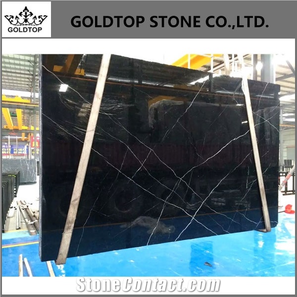 Chinese Cheap Polished Nero Marquina Marble Slabs