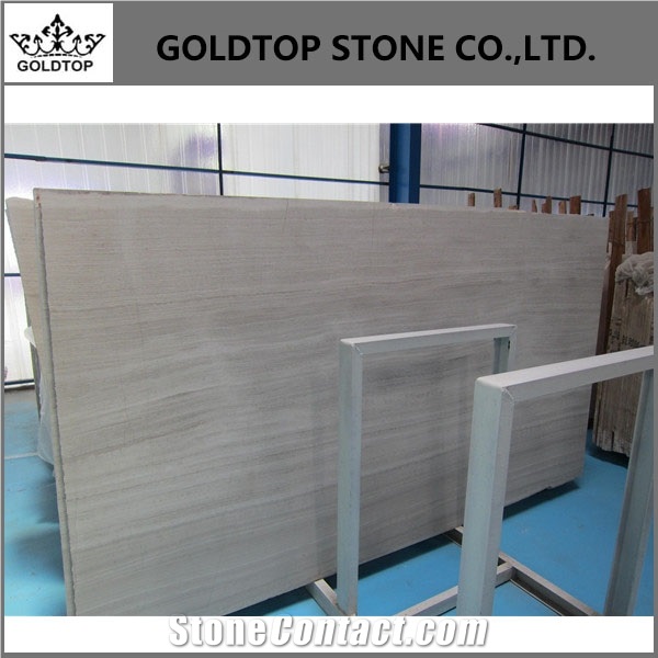 Chinese Polished White Wood Marble Slabs and Tiles