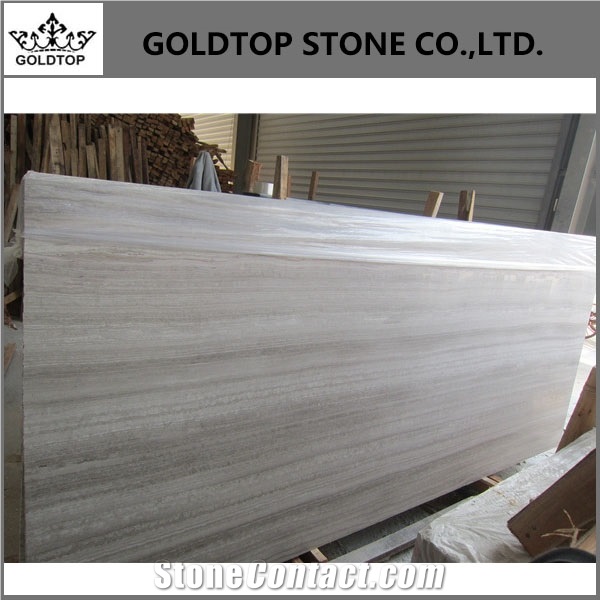 Chinese Polished White Wood Marble Slabs and Tiles
