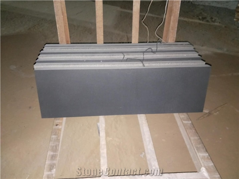China Black Grey Honed Basalt Tiles Without Holes