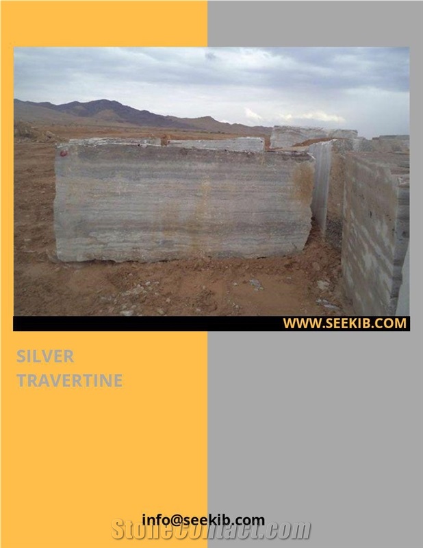 Persian Silver Travertine Block