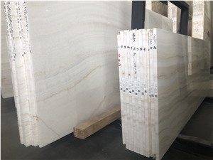 Natural Stone Straight Wood White Onxy Slab & Tile