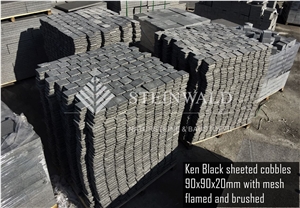 Ken Black Granite Mesh Cobbles 9x9x2cm