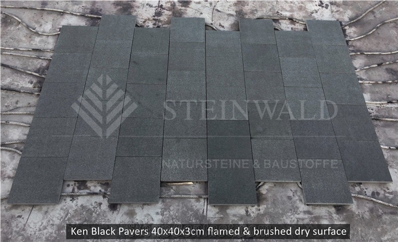 Ken Black Granite Pavers Flamed 40x40x3cm
