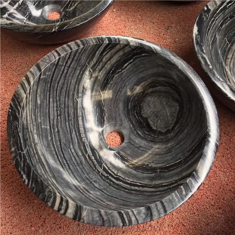 Ancient Wood Grain Marble Bathroom Wash Bowls Sink