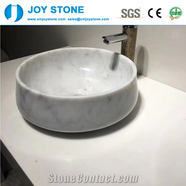 Bianco Carrara Marble Polished Bowel Sink for Sale