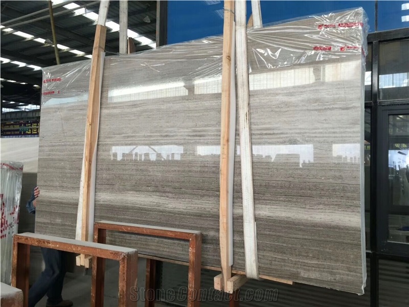 China Cheap Price Grey Wood Grain Marble Slabs