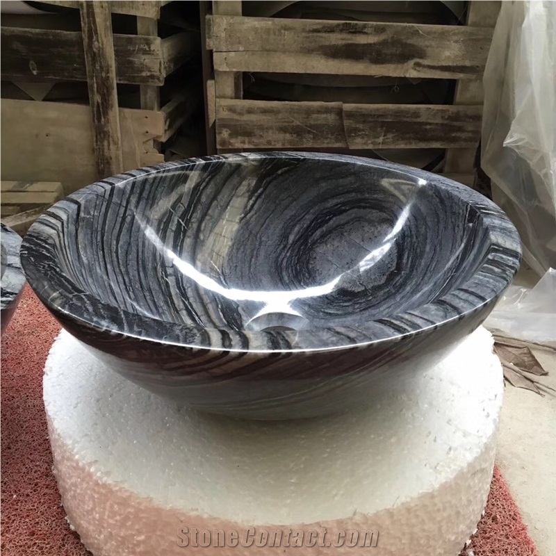 China Hematite Black Marble Home Wash Bowls Sink