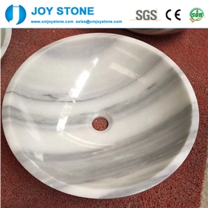 Polished White Wooden Marble Bathroom Wash Bowls