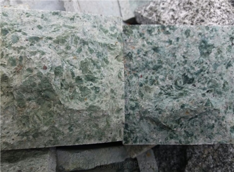 Rough Face Green Stone Split Face Mushroom Stone