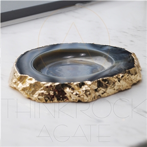 Agate Ashtray Semiprecious Stone Accessory