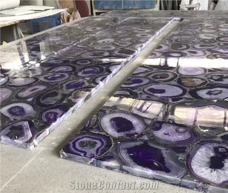 Backlit Purple Agate Wall Panels Semi-Precious
