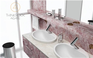 China Pink Crystal Semi Precious Stone for Bathroom Wall
