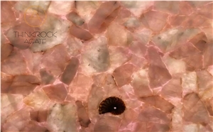 China Pink Crystal Semi Precious Stone for Bathroom Wall