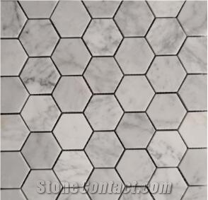 Italy Carrara White Marble Mosaic Hexagon Mosaic