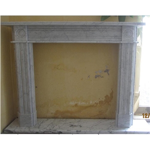 Modern Fireplace Bianco Carrara White Marble