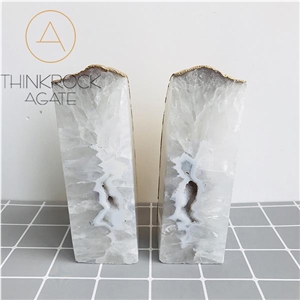 Natural White Crystal Agate Practical Bookend