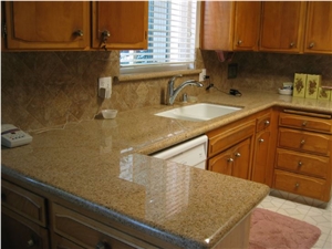Prefab Sunset Gold Granite Kitchen Counter Tops
