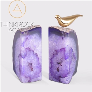 Purple Semi-Precious Bookend, Agate Stone Bookend