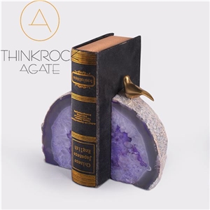 Purple Semi-Precious Bookend, Agate Stone Bookend