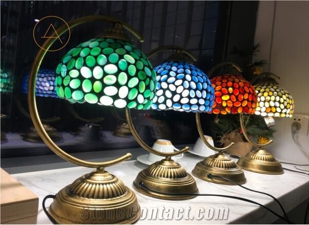 Semi-Precious Lamp, Agate Metal Lample