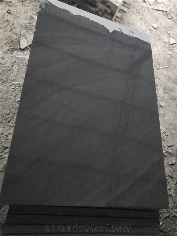 Honed Billiard Black Slate Flooring Tile Slabs