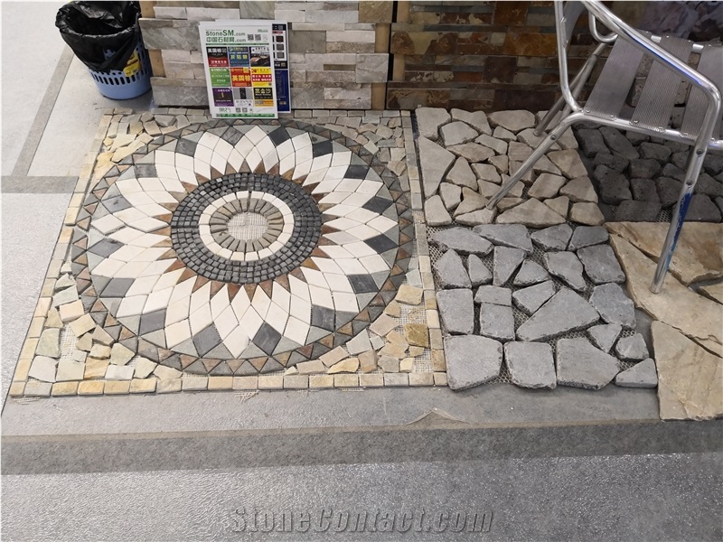 Natural French Pattern Slate Mosaic Medallions