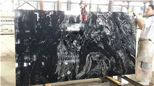 Nero Fantasy Granite, Cosmic Black Polished Tiles