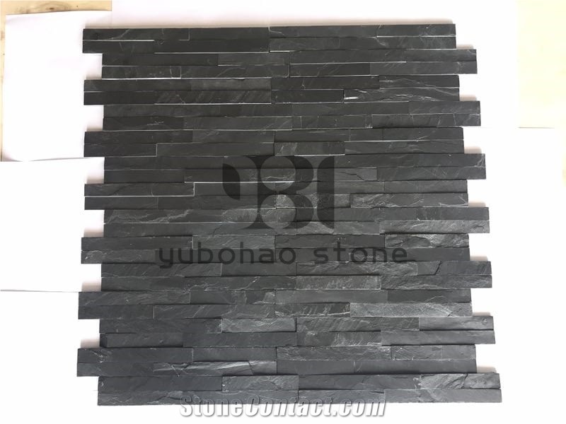 P018 Black Wall Cladding Slate,Ashlar Stone Veneer