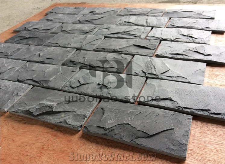 P018 Black Wall Cladding Slate, Faux Stone Panels