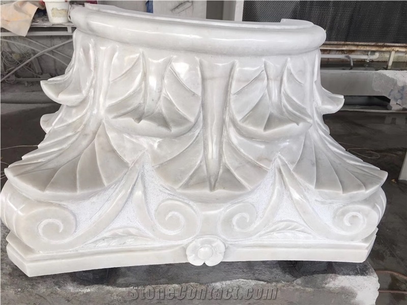 White Cylindrical Column, Marble for Decoration