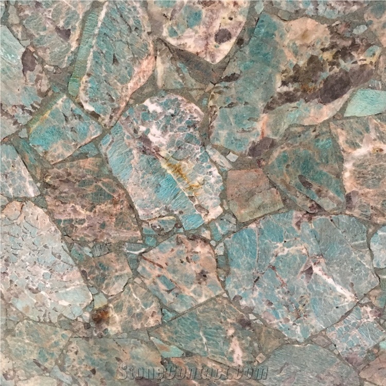 Amazonite Gemstone Composite Semiprecious Stone Slabs