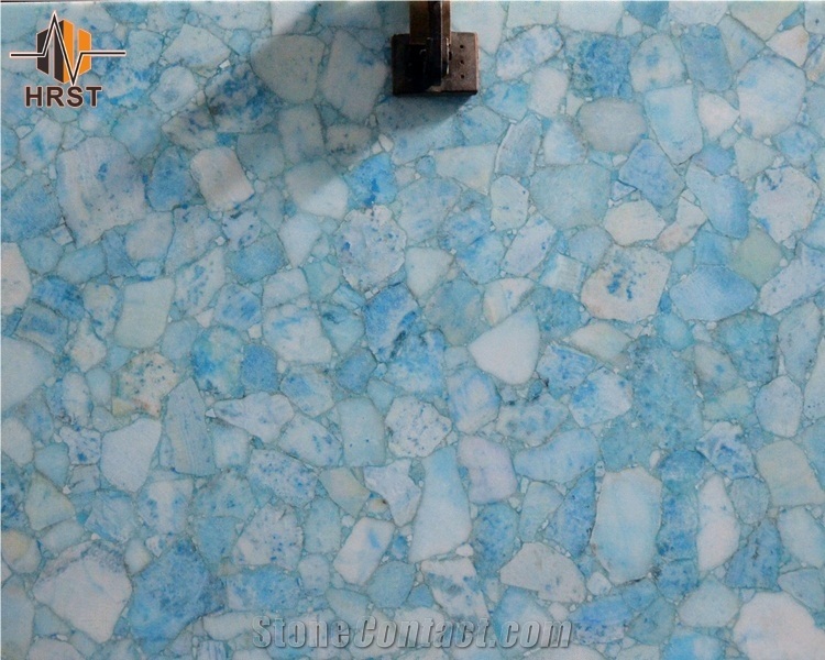 Blue Crystal Agate Semi Precious Stone Slab