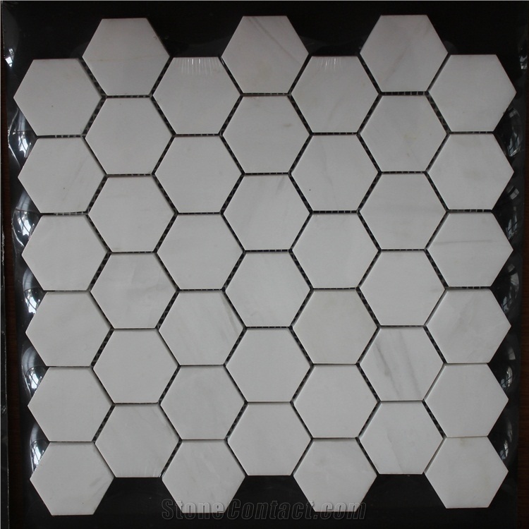 Calacatta White Marble Hexagon Mosaic