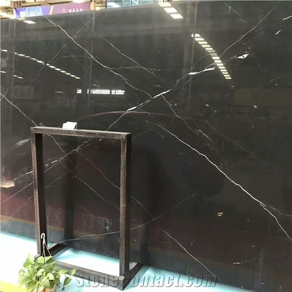 China White Stripe in Black Marble