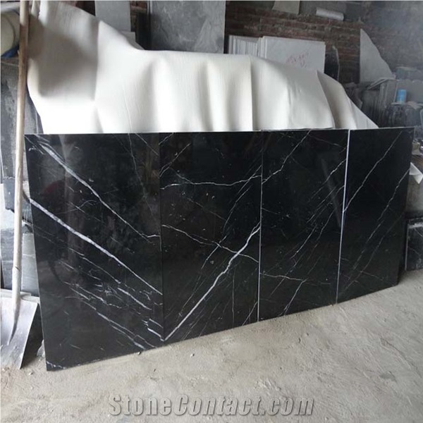 China White Stripe in Black Marble