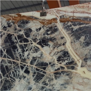 Chinese Jungle Black Marble Busy Veins Slab