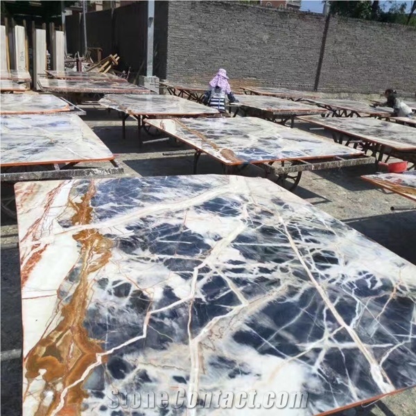 Chinese Jungle Black Marble Busy Veins Slab