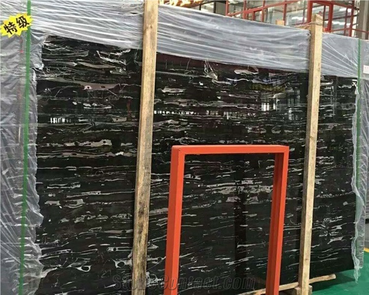 Chinese Wholesale Black Silver Dragon Marble Slab