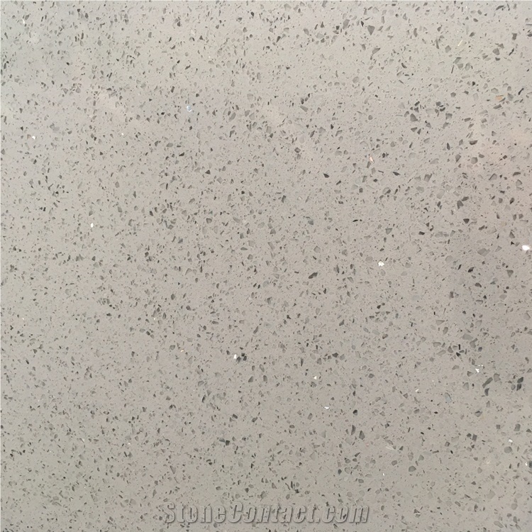 Crystal Light Grey Mirror Fleck Quartz Stone Slabs