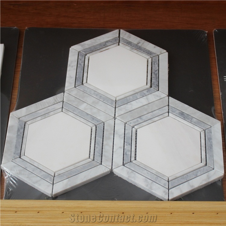 Long Hexagon Marble Mosaic Tile