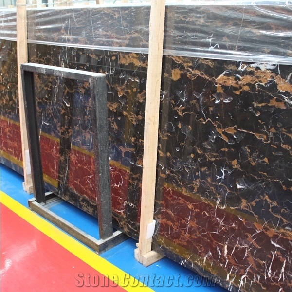 Natural Imported Black Gold Marble Slab