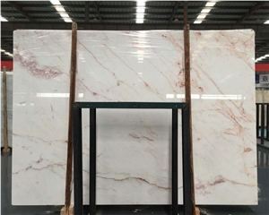 Natural Polished White Marble with Red Vein Slabs