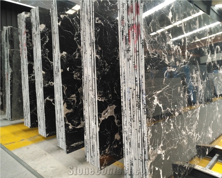 Natural Stone Polished Ice Flower Black Marble