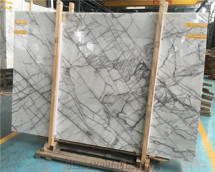 Natural Stone White Marble Slab with Black Veins